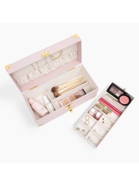 West Emory Nylon Beauty Toolbox with Removable Tray and Gold Metal Corners
